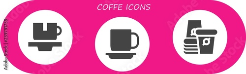 Vector icons pack of 3 filled coffe icons
