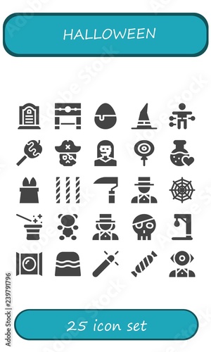 Vector icons pack of 25 filled halloween icons
