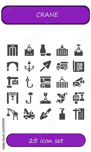 Vector icons pack of 25 filled crane icons