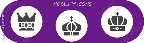 Vector icons pack of 3 filled nobility icons