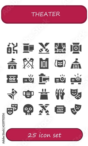 Vector icons pack of 25 filled theater icons photo