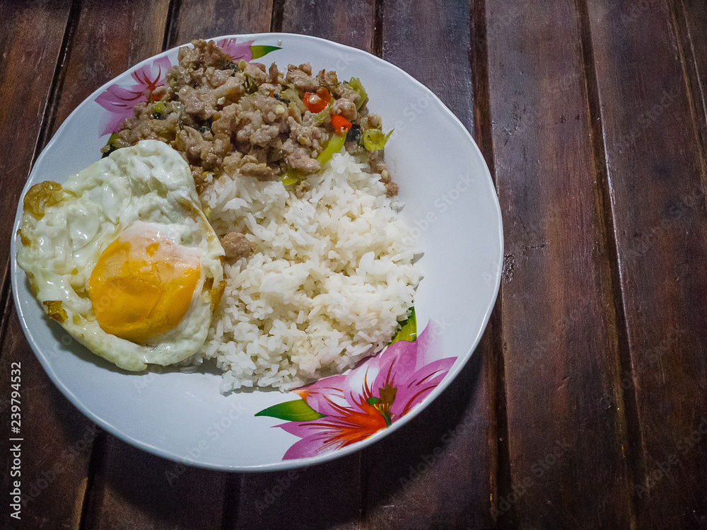 Fried Stir Basil with Minced pork Thai food. Fried Stir Basil with Minced pork Thai food.
