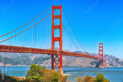 Panorama of the Gold Gate Bridge and the other side of the bay. San Francisco.