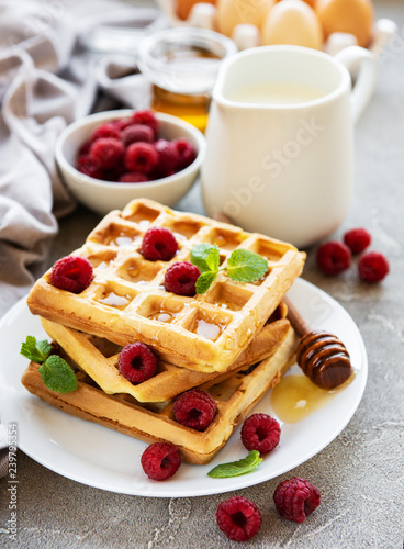 Homemade waffles with berries
