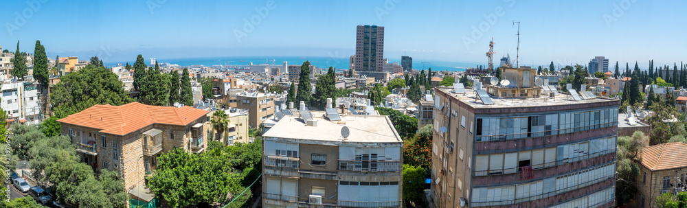Panoramic view of the downtown, the port from Hadar HaCarmel