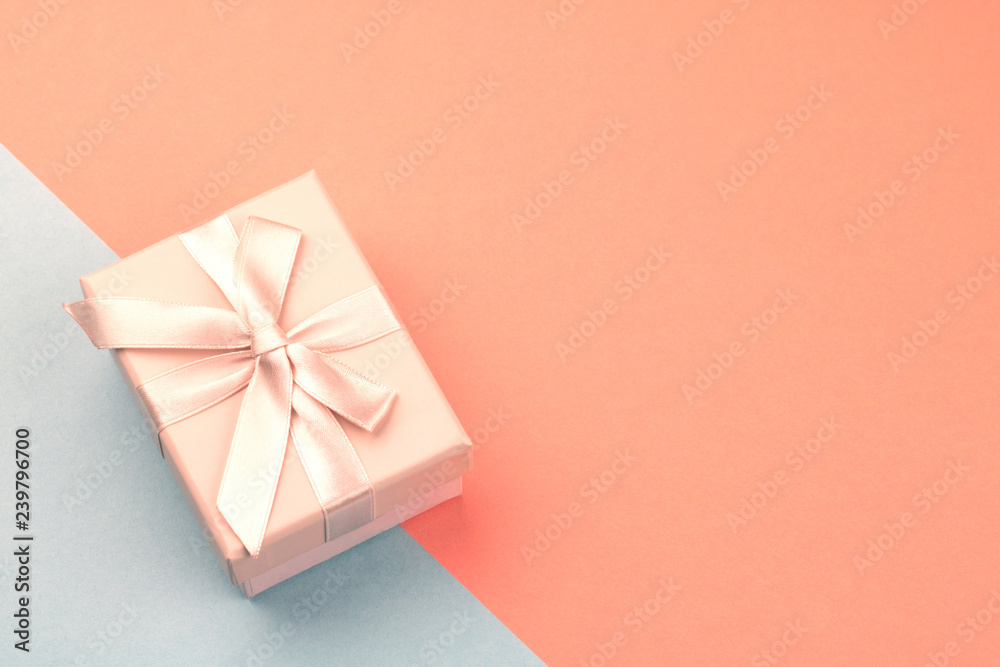 Pink gift box with bow with copyspace. Pink gift box with bow with copyspace.