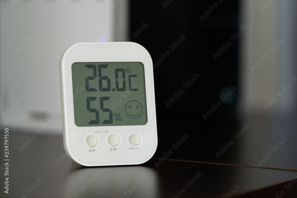 Indoor thermometer with humidity monitor - obrazy, fototapety, plakaty 
