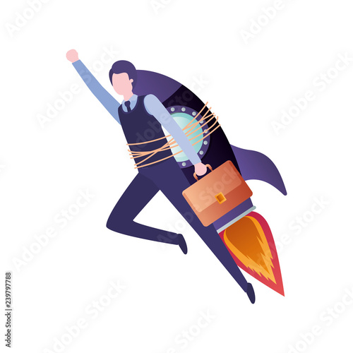 businessman with rocket avatar character