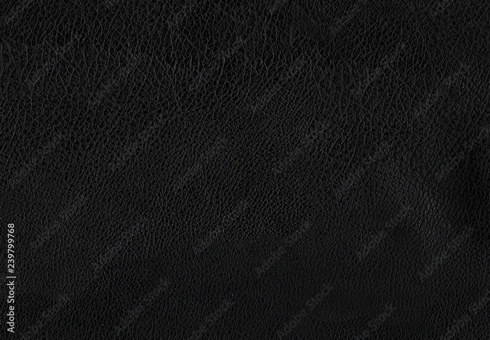 Deep black luxury genuine cow leather texture background. Close up photography of sofa, chair, interior, auto seat cover