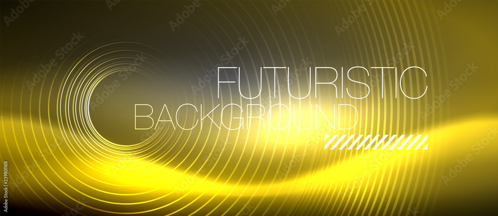 Neon circles abstract background, shiny lines Neon circles abstract background, shiny lines