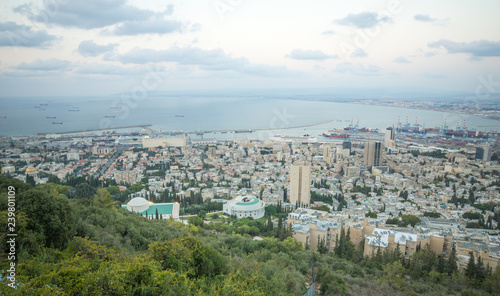 View of the bay of Haifa at sunset