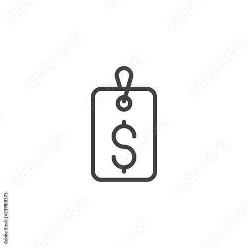 Dollar price tag outline icon. linear style sign for mobile concept and web design. price label simple line vector icon. Symbol, logo illustration. Pixel perfect vector graphics