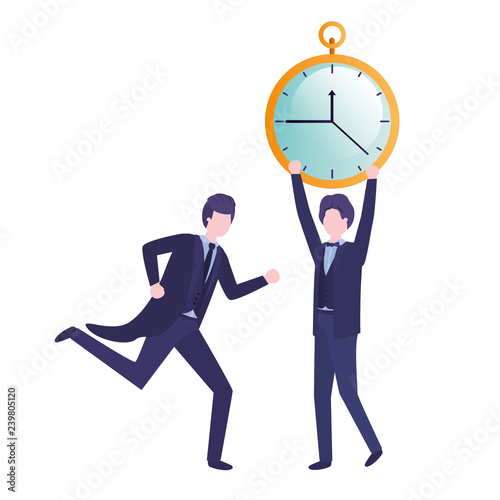 businessmen with clock avatar character