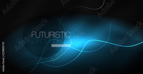 Neon lines wave background. Abstract composition
