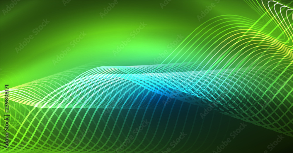 Glowing abstract wave on dark, shiny motion, Christmas and New Year magic space light. Techno abstract background Glowing abstract wave on dark, shiny motion, Christmas and New Year magic space light. Techno abstract background
