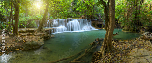 Fototapeta Naklejka Na Ścianę i Meble -  Panoramic beautiful deep forest waterfall in Thailand