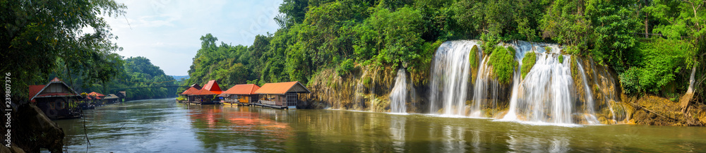 Panoramic beautiful waterfall in Thailand