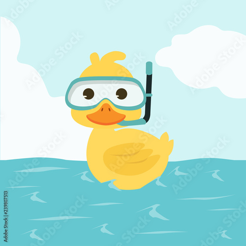 Duck Snorkeling in Sea