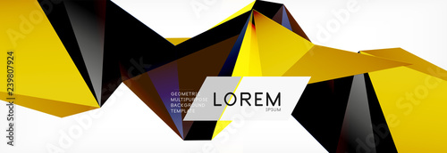 Triangle 3d polygonal art style. Future geometric design. Vector geometry futuristic illustration