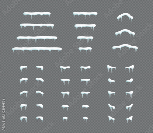 Snow Cap Icicle Winter 3d Illustration Vector Elements Set