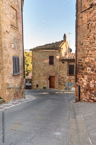 Narrow street in small town Petroio in Tuscay. Italy