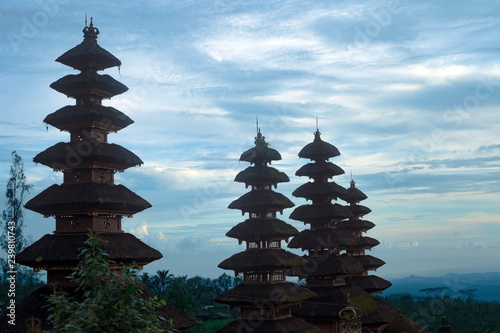 Pura Besakih temple complex in Bali, Indonesia at sunset