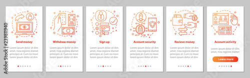 Internet banking onboarding mobile app page screen with linear c