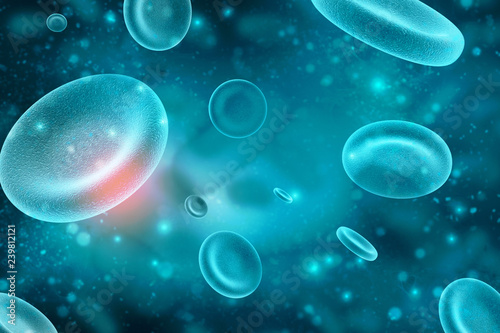 3d rendering red streaming blood cells background. 