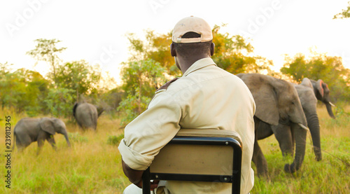 Safari Tracking vehicle in a South African game reserve photo