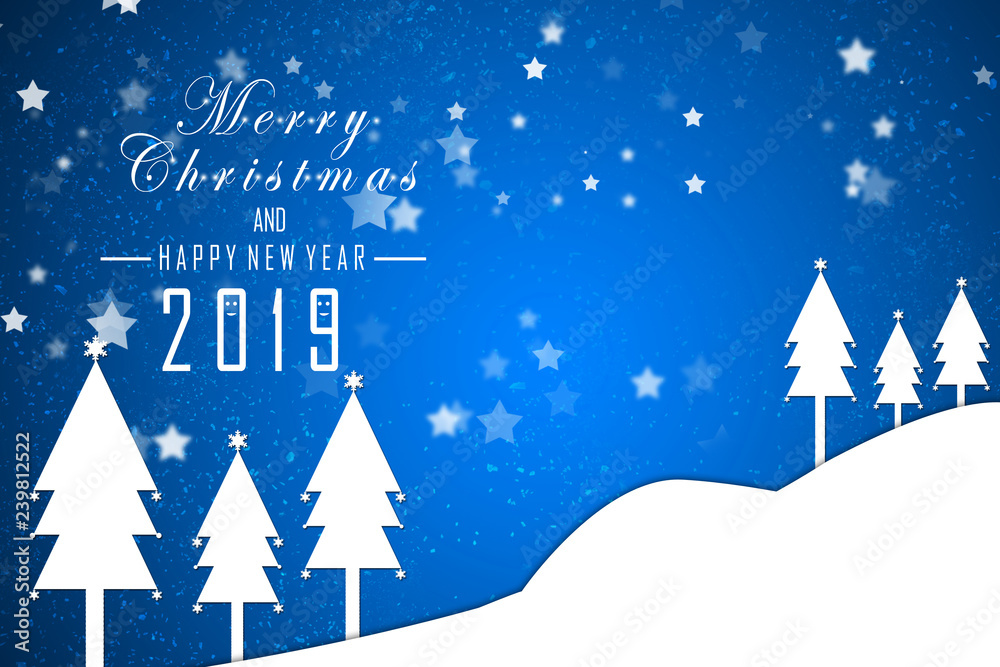 Naklejka 2D illustration Happy New Year and happy christmas 2019