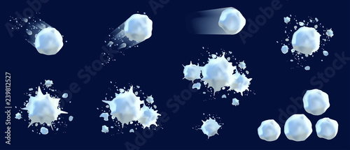 Photo Snowball splats in vector, realistic 3d