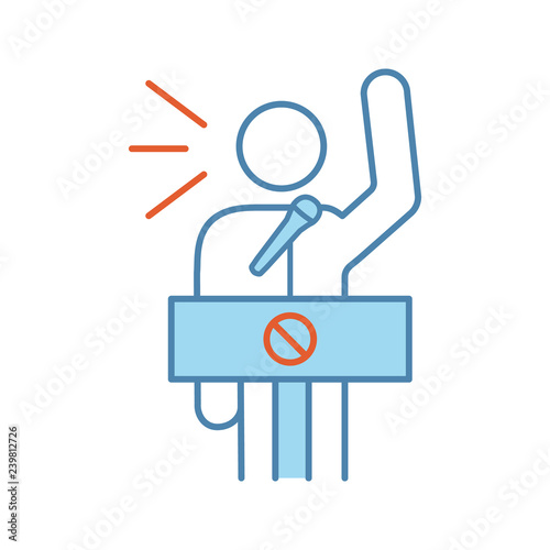 Protester speech color icon
