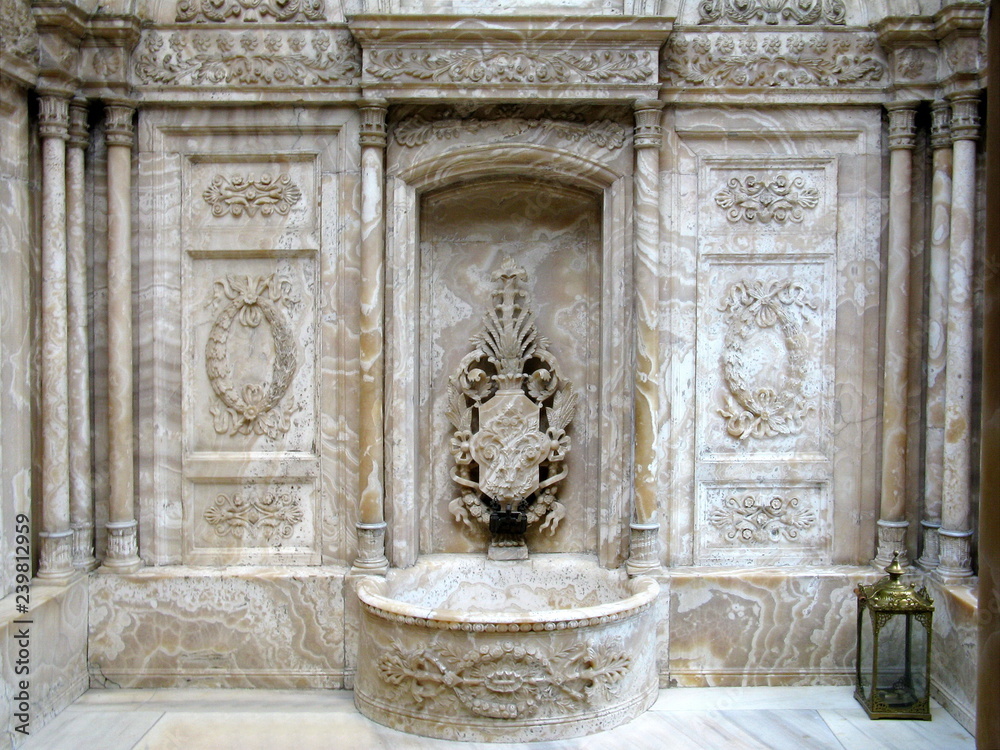 detail of trevi fountain in istanbul mosque