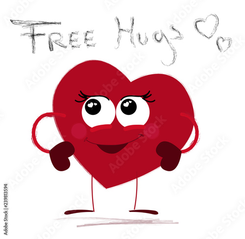 Illustration free hugs pink hearth vector