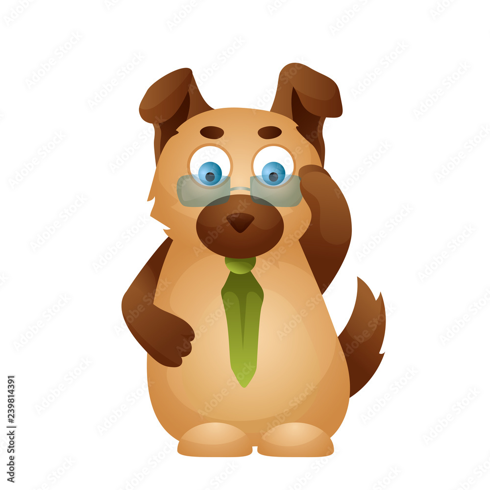 Obraz premium Cartoon character pet. The dog emotion icon