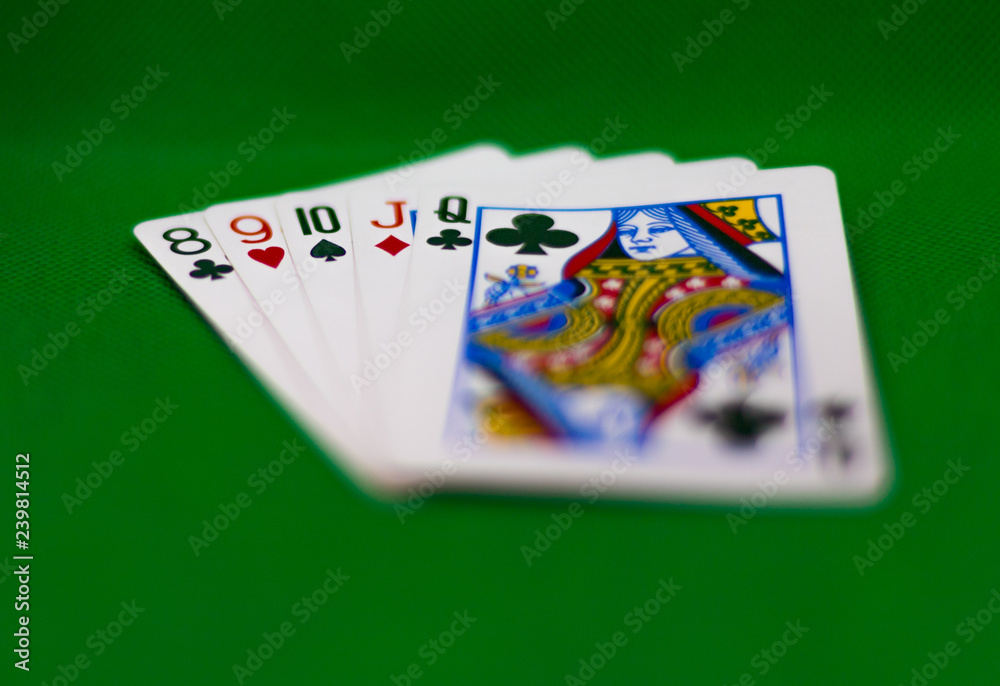 Poker hands Straight A hand of five cards in consecutive ranking, that may or may not include