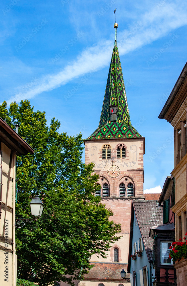 Turckheim. Clocher de l'église Sainte Anne. Alsace. Haut Rhin. Grand Est Turckheim. Clocher de l'église Sainte Anne. Alsace. Haut Rhin. Grand Est