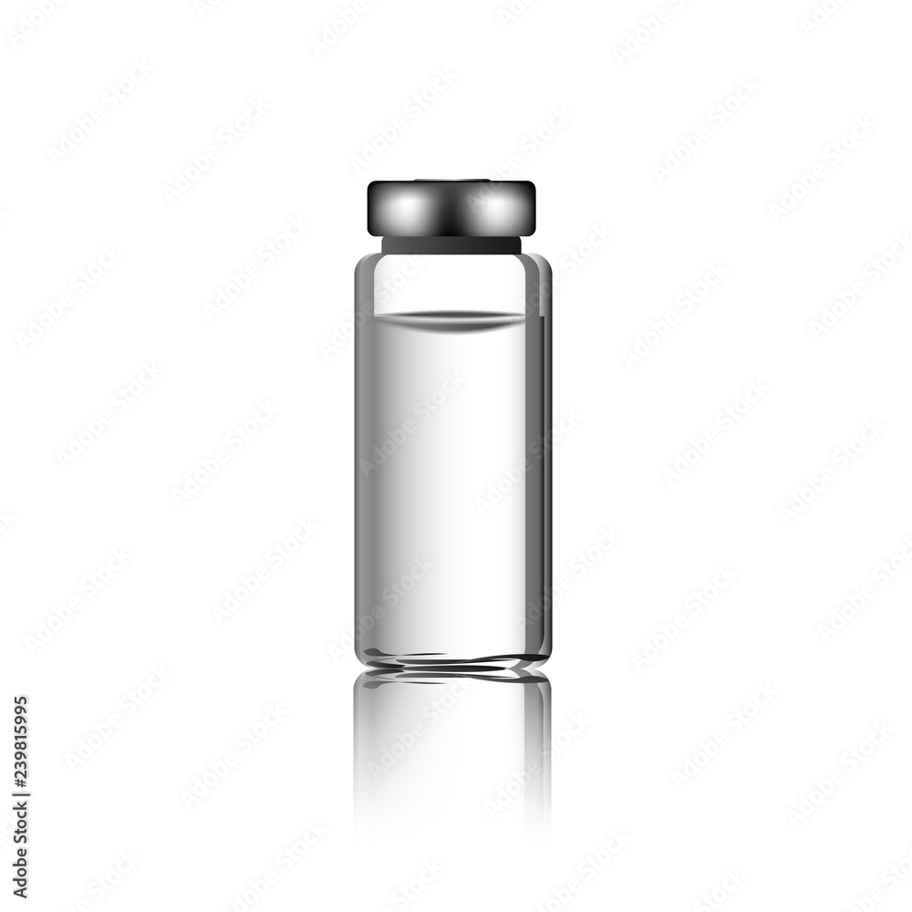 Glass Vial of In Injection Solution on white Background. Medications Diabetic Glass Vial of In Injection Solution on white Background. Medications Diabetic