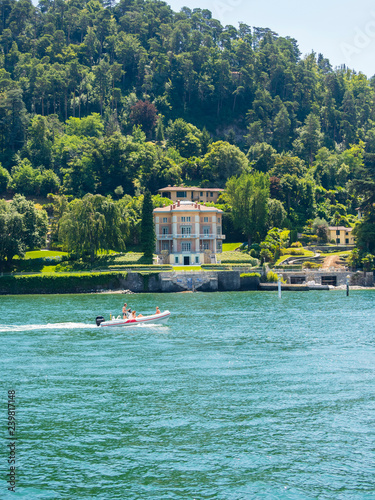 Italy Lombardy, Lake Como, Lake Como, Como province, coast with stately villas near Varenna