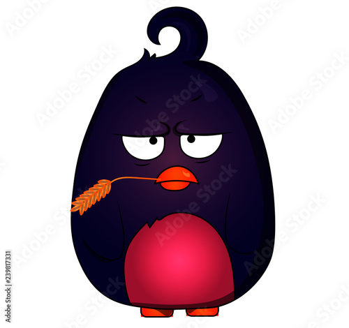 violet cartoon bird