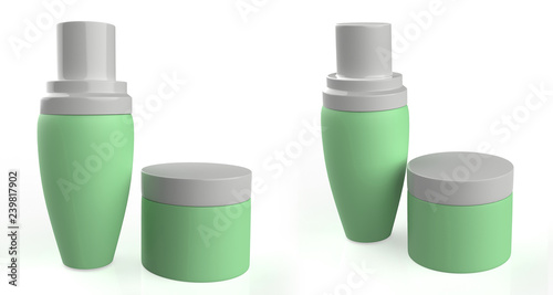 cosmetic products with template on a white background. 3d illustration 