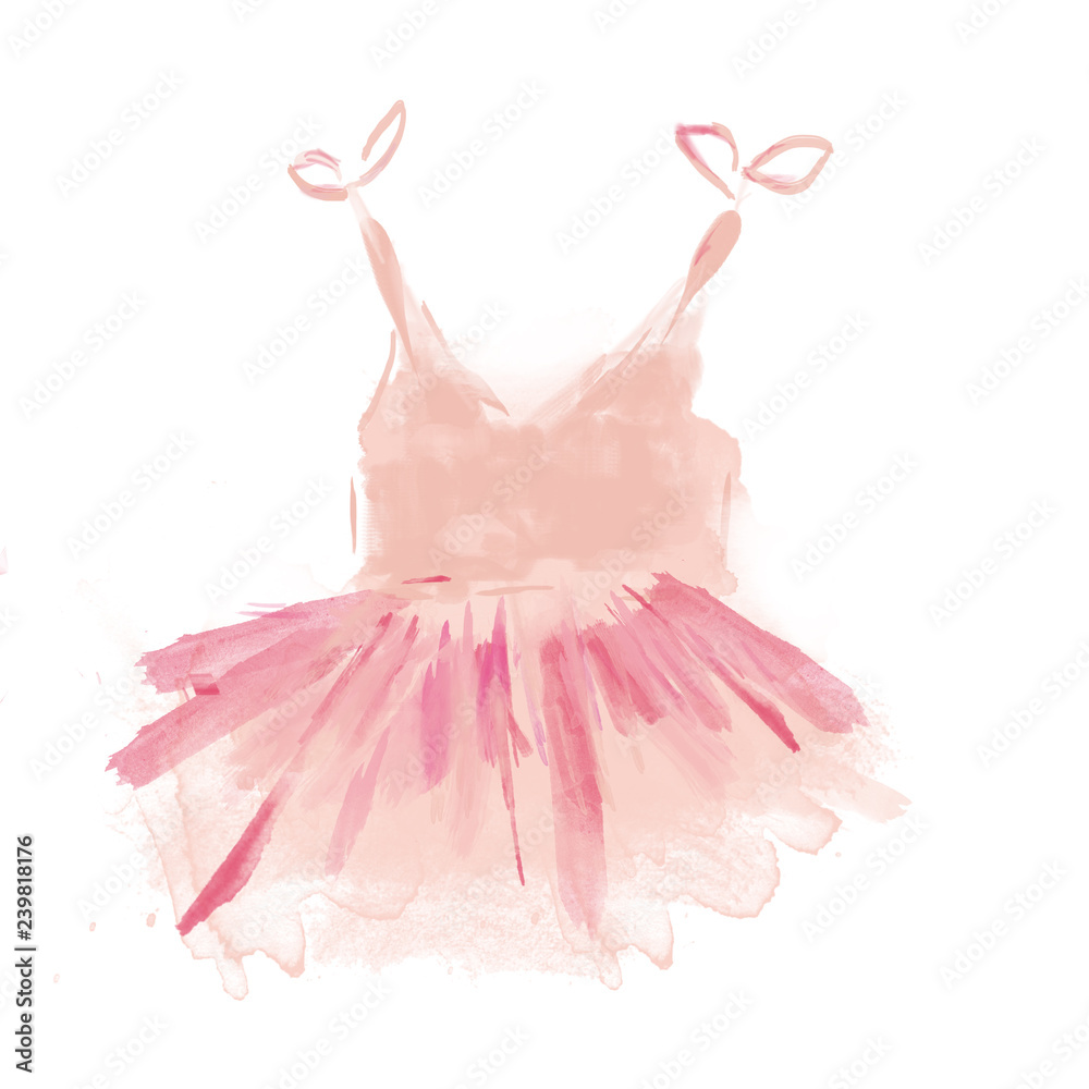 Obraz premium Śliczne różowe baletowe spódniczki. Akwarela Baleriny Sukienka Litlle Girl