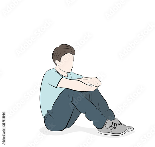 the guy is sitting on the floor. vector illustration.