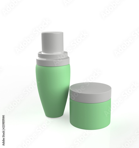 cosmetic products with template on a white background. 3d illustration 