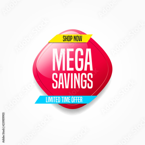 Mega Savings Shop Now Label