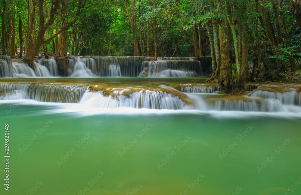 Fototapeta premium Erawan beautiful jungle paradise for holiday travel. National Park, Kanchanaburi, Thailand