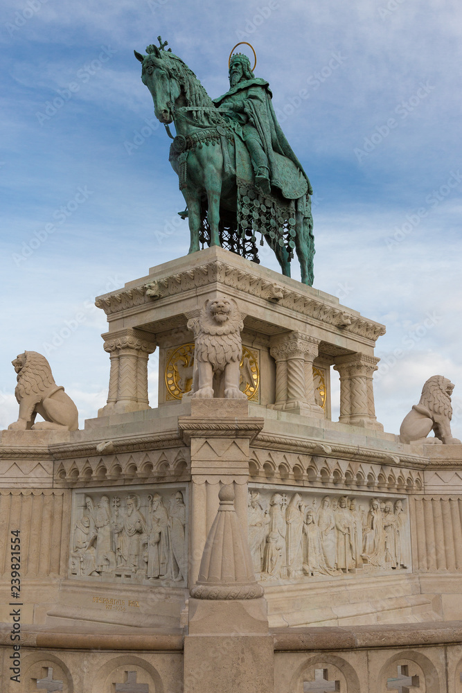 St. Stephen Monument at Matthias Church at Buda Castle in Budapest, Hungary	