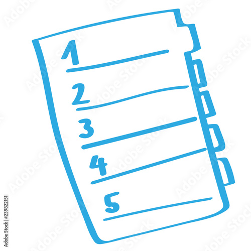 Handgezeichnetes Ordner-Register in blau