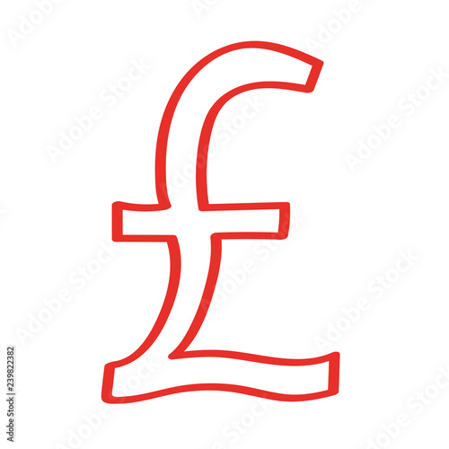 Handgezeichnetes Pfund-Symbol in rot