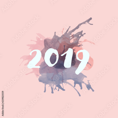 Christian worship and praise. Watercolor splashes with text : 2019